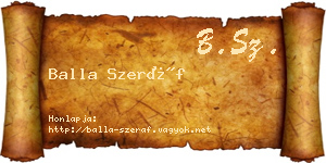 Balla Szeráf névjegykártya